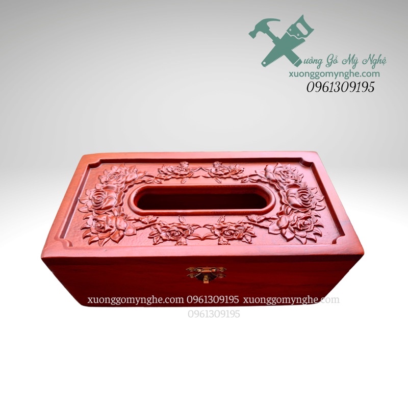 Hộp Giấy hoa Hồng gỗ tiện lợi
