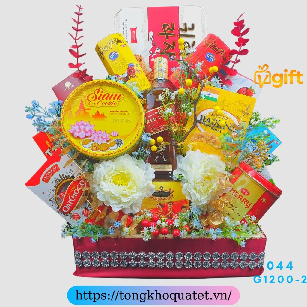Giỏ quà tết 2022_Giỏ bánh kẹo tết_ ĐẸP, CAO CẤP, SANG TRỌNG [044-G1200-2]