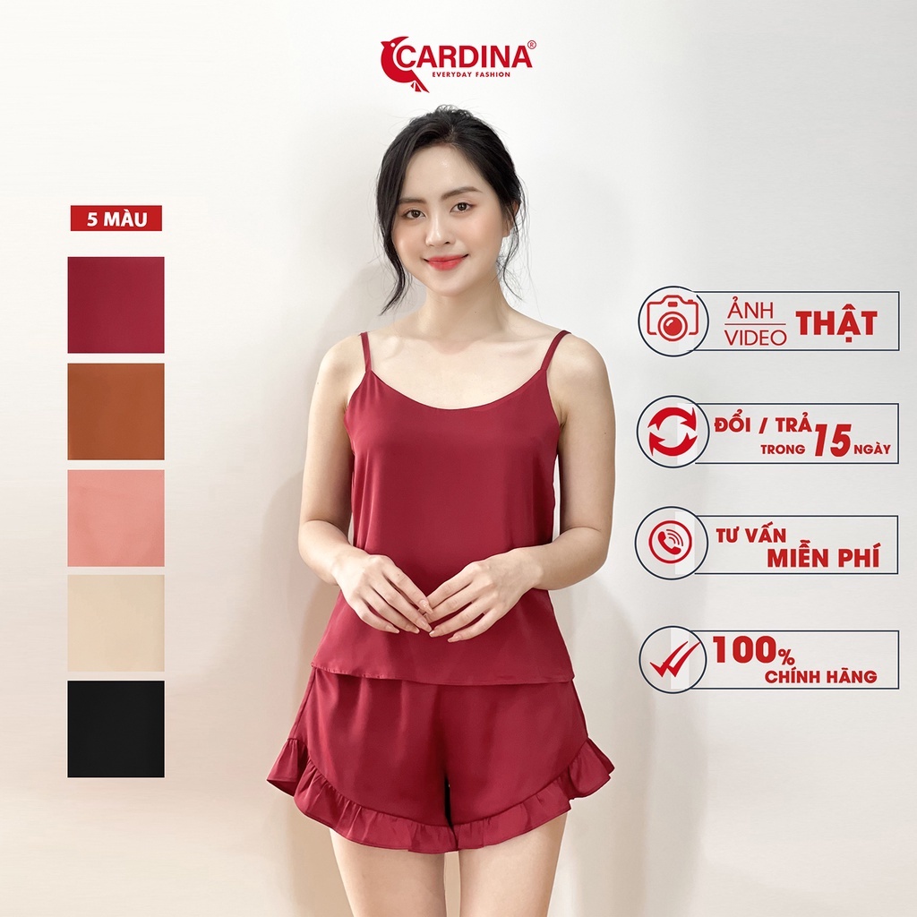 Đồ Bộ Nữ 𝐂𝐀𝐑𝐃𝐈𝐍𝐀 Chất Lụa Satin Nhật Cao Cấp Quần Đùi Áo Hai Dây Mềm Mại Quyến Rũ 2SF22