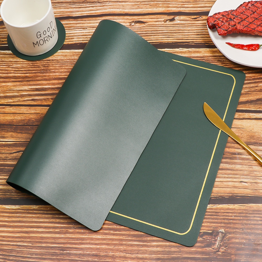 Tấm Lót Bàn Ăn Hình Tròn Bằng Da PU Mềm Cách Nhiệt Chống Thấm Nước/Dầu/Trượt