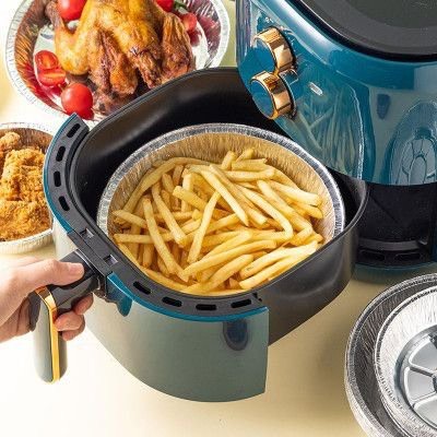 Set 10 Khay Giấy Bạc Lót Nồi Chiên Không Dầu, Đĩa Nhôm, đĩa giấy bạc Đường Kính 18cm