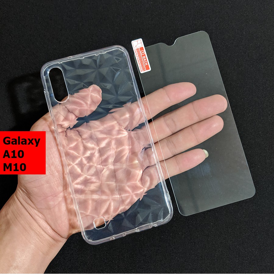 Bộ ốp lưng kính cường lực Galaxy A10 - Galaxy M10 vân kim cương
