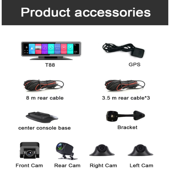 Camera hành trình 360 độ gắn gương và taplo ô tô cao cấp Phisung T88, tích hợp 4G, Wifi, GPS,.. ( Bảo hành 12 tháng) | BigBuy360 - bigbuy360.vn