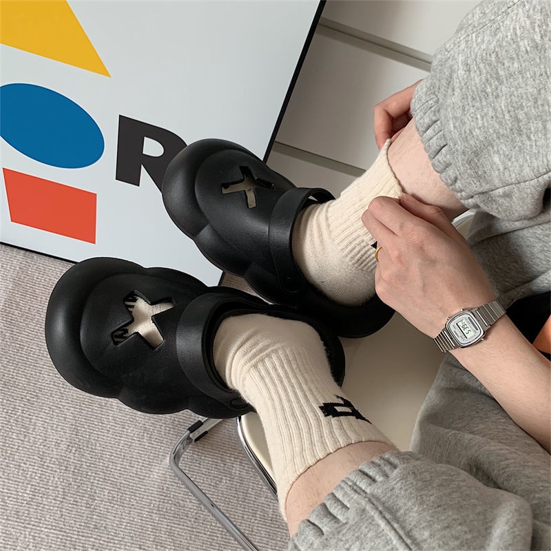 Oeggeo shop Dép Nữ Đế Dày Mũi Tròn