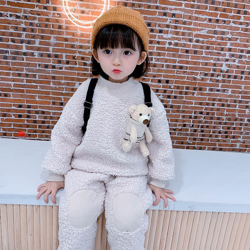 Áo Khoác Lông Cừu Dày Dặn Giữ Ấm Phong Cách Hàn Quốc Dễ Thương Thời Trang Thu Đông Cho Bé Trai Và Gái