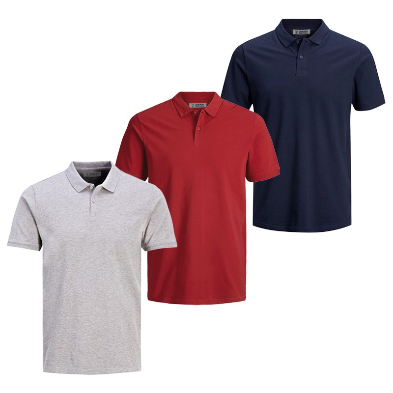 Combo 3 áo thun cổ bẻ nam chuẩn phong cách mới Zonado ZAT19 (xám, đỏ, xanh đen)