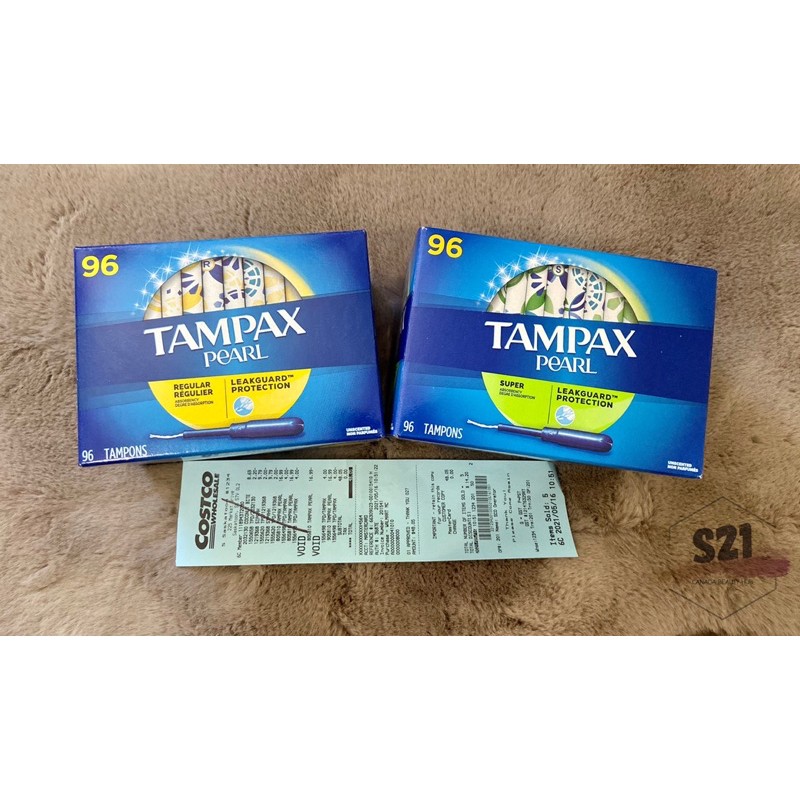 [Bill Costco Ở Ảnh] Băng Vệ Sinh Tampon Dạng Ống | Que Không Mùi Tampax Pearl Leakguard Protection Size Regular Và Super