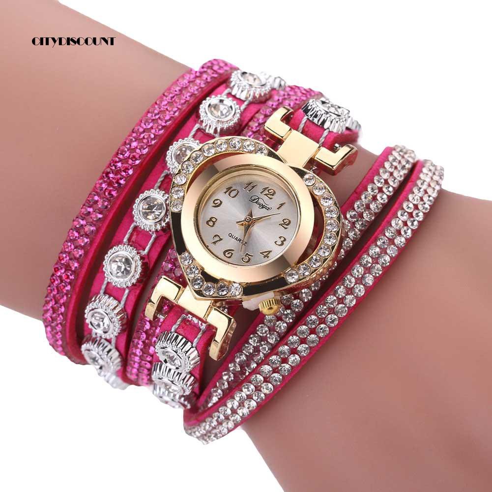 Đồng hồ analog máy quartz nữ nhiều dây mặt đính hột xoàn | BigBuy360 - bigbuy360.vn