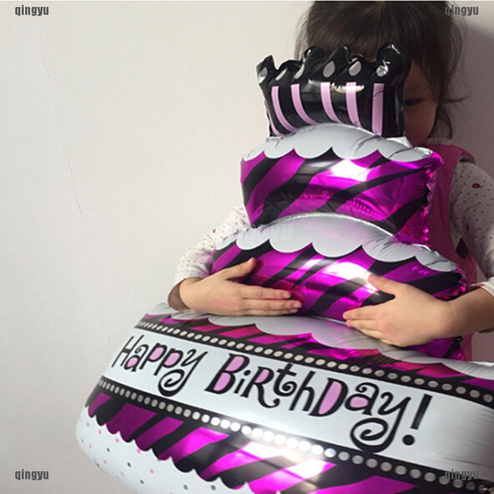 Bong Bóng Nhôm Hình Bánh Kem Chữ Happy Birthday Thời Trang