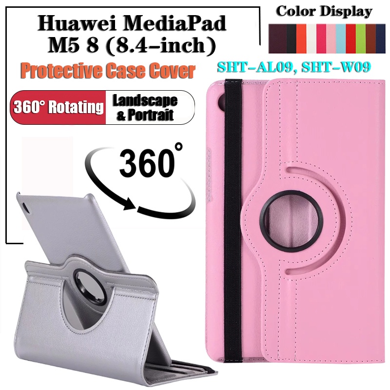 Bao Da Máy Tính Bảng Bảo Vệ 360 Độ Cho Huawei MediaPad M5 8 (2018) 8.4-inch SHT-AL09 SHT-W09° Ốp Điện Thoại Nắp Lật Có Giá Đỡ Dạng Xoay