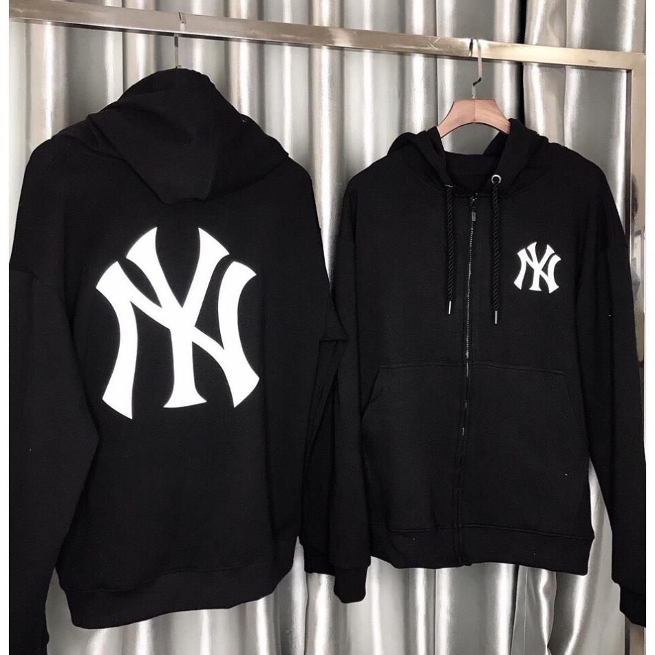 Áo khoác nỉ form rộng có mũ NY hot trend, áo khoác nam nữ có dây kéo chống nắng tốt | BigBuy360 - bigbuy360.vn