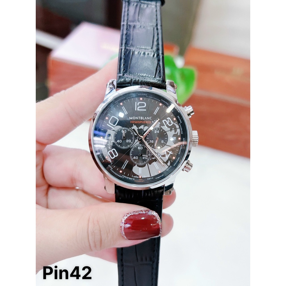 ĐỒNG HỒ NAM MONTBLANC CHRONOGRAPH MẶT LỘ MÁY , DÂY DA VÂN , SIZE 42MM