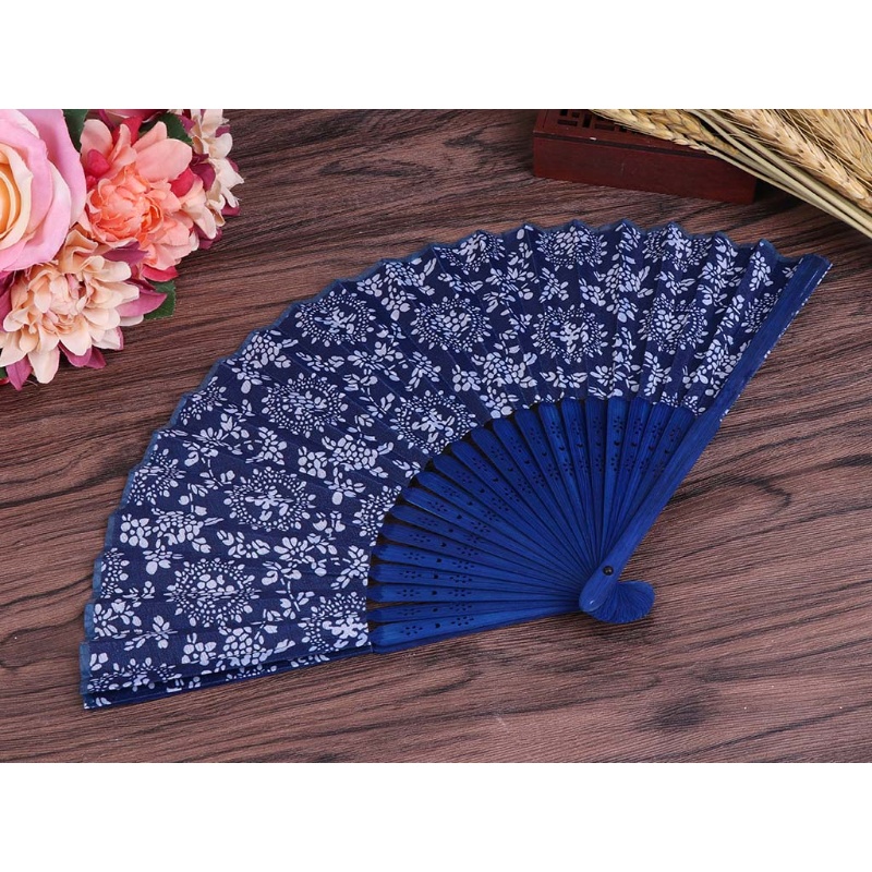 Quạt Xếp Cầm Tay In Hoa Phong Cách Trung Hoa