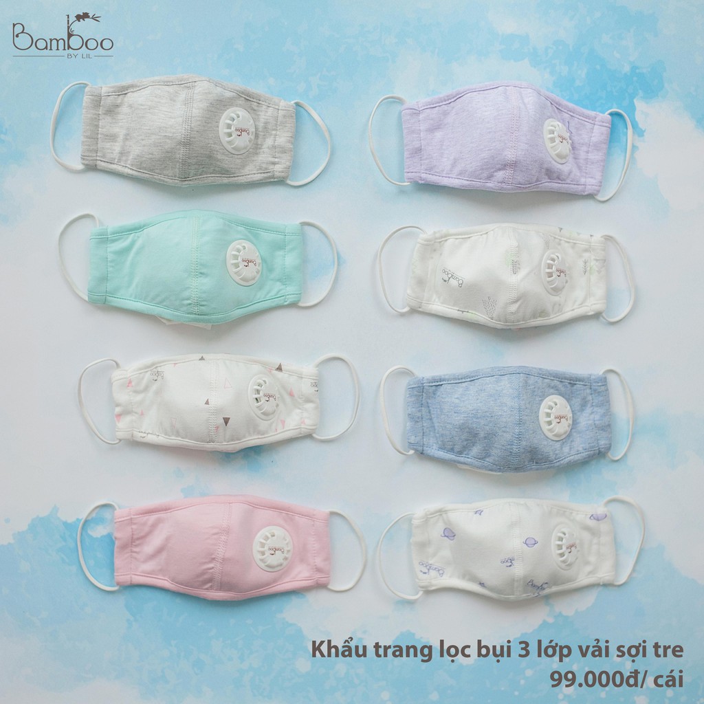 Khẩu trang kháng khuẩn Little Love 3 lớp vải sợi tre có bộ lọc bụi cho bé từ 1 - 5 tuổi