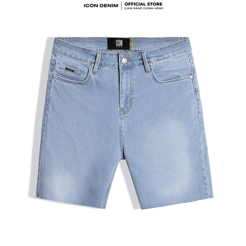 Quần Short Jean Trơn Rách Gấu Blue Wash