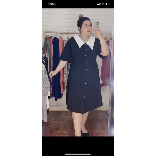 đầm công sở cổ trắng bigsize 80-140kg