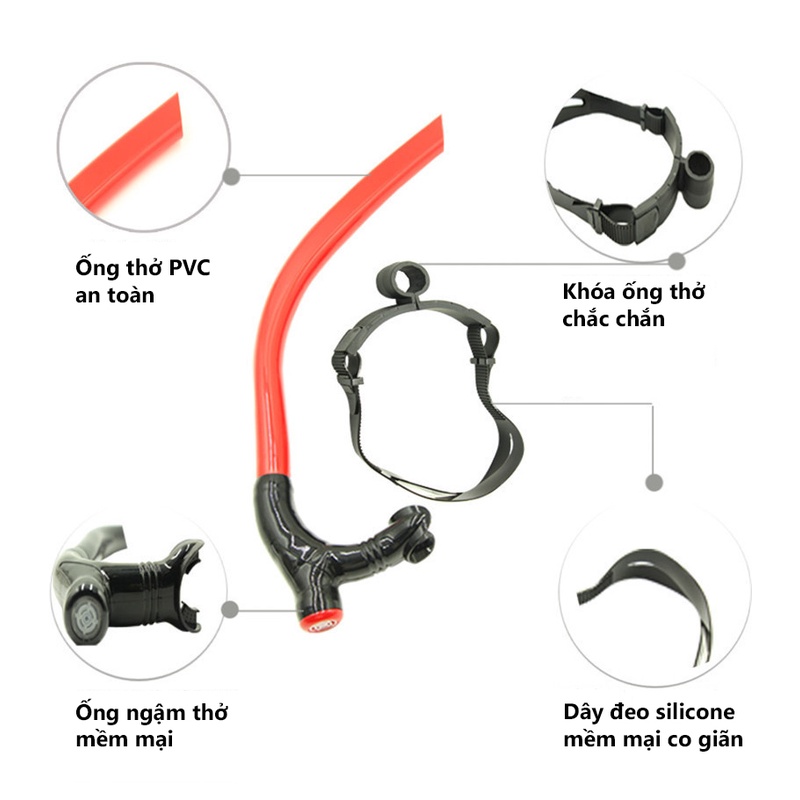 Ống Thở Lặn Bảo Hành 12 Tháng Ống Thở Đi  Biển Với Dây Đeo Silicone Mềm Mại Co Giãn Cleacco OTL Boro Sport