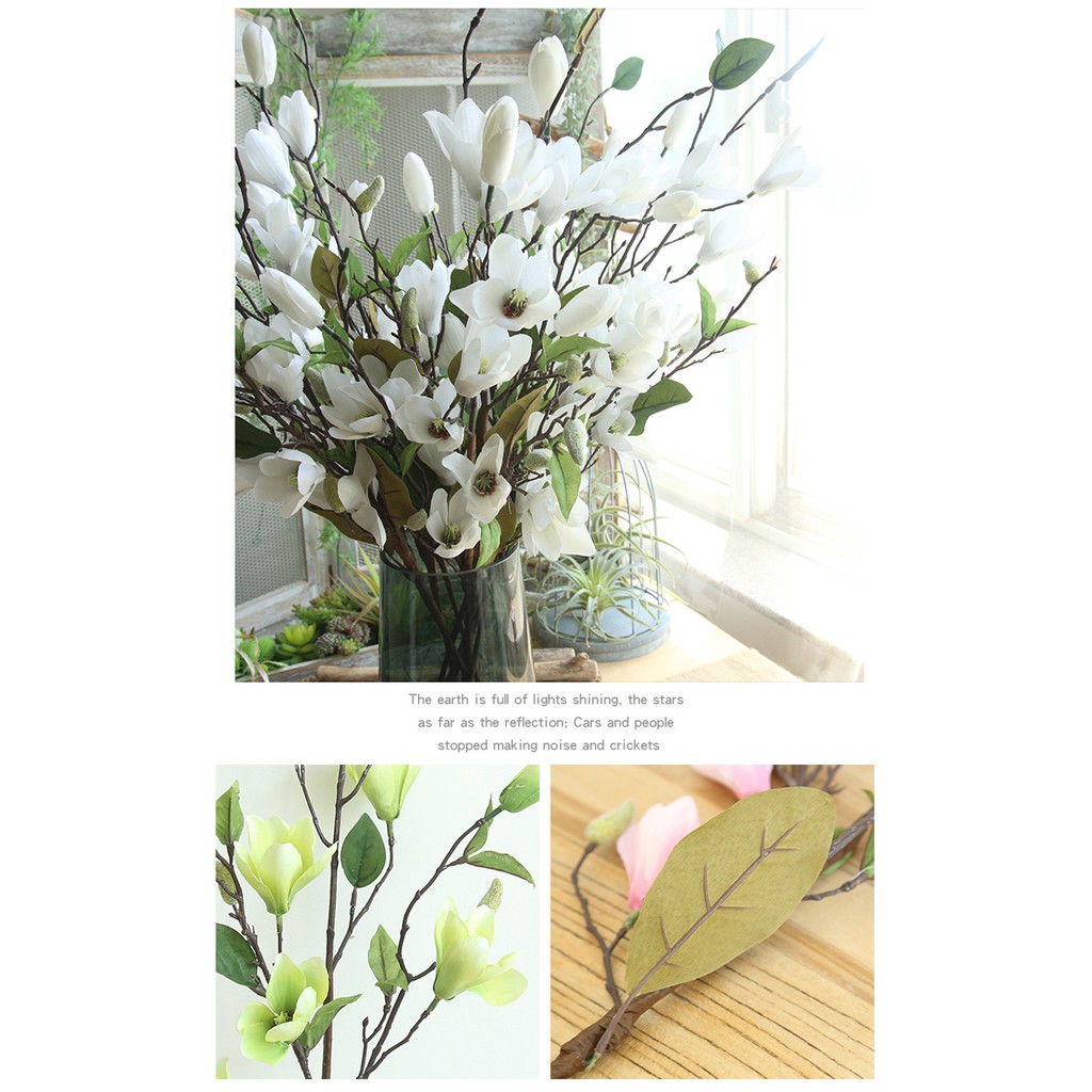 HOA MỘC LAN nhân tạo cành dài 76 cm - Hoa lụa, hoa giả, hoa nhân tạo, hoa trang trí