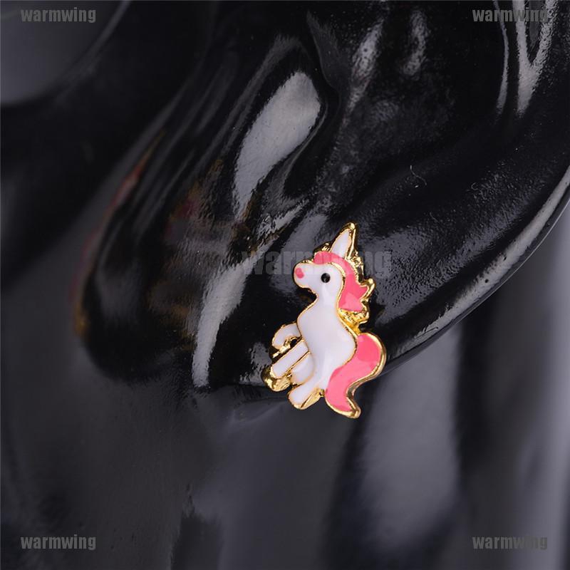 Set 3 Vòng cổ + Bông Tai Hình Ngựa Một Sừng Hoạt Hình Màu Hồng