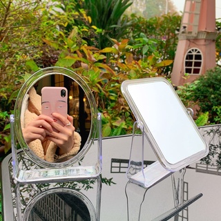 Gương trang điểm để bàn trong suốt 2 mặt gương xoay 360 độ thiết kế sang chảnh