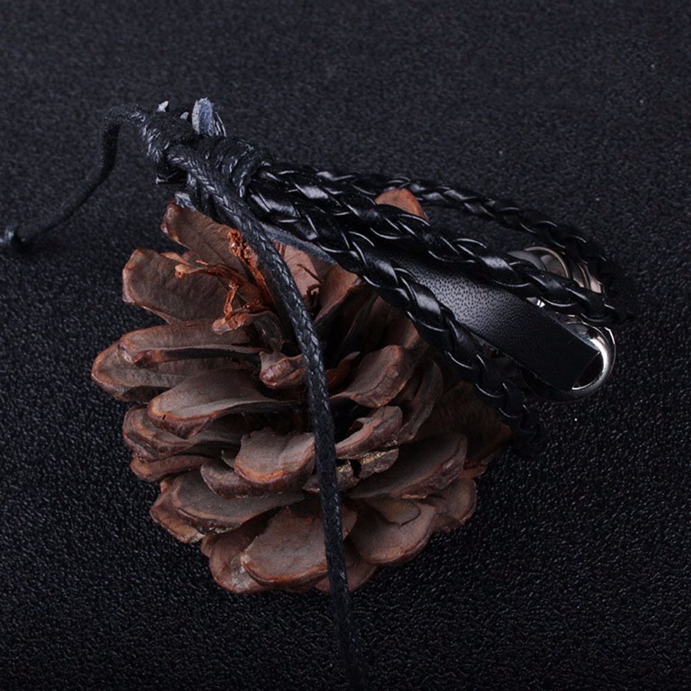 ANEMONE Vòng tay da PU hình mắt thần phản quang có thể điều chỉnh kích thước phong cách Punk Genshin anime Nhật Bản cá tính cho nam