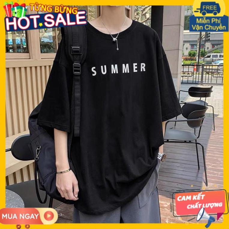 Áo thun unisex tay lỡ nam nữ form rộng ,áo phông phong cách SUMMER basic tee A105