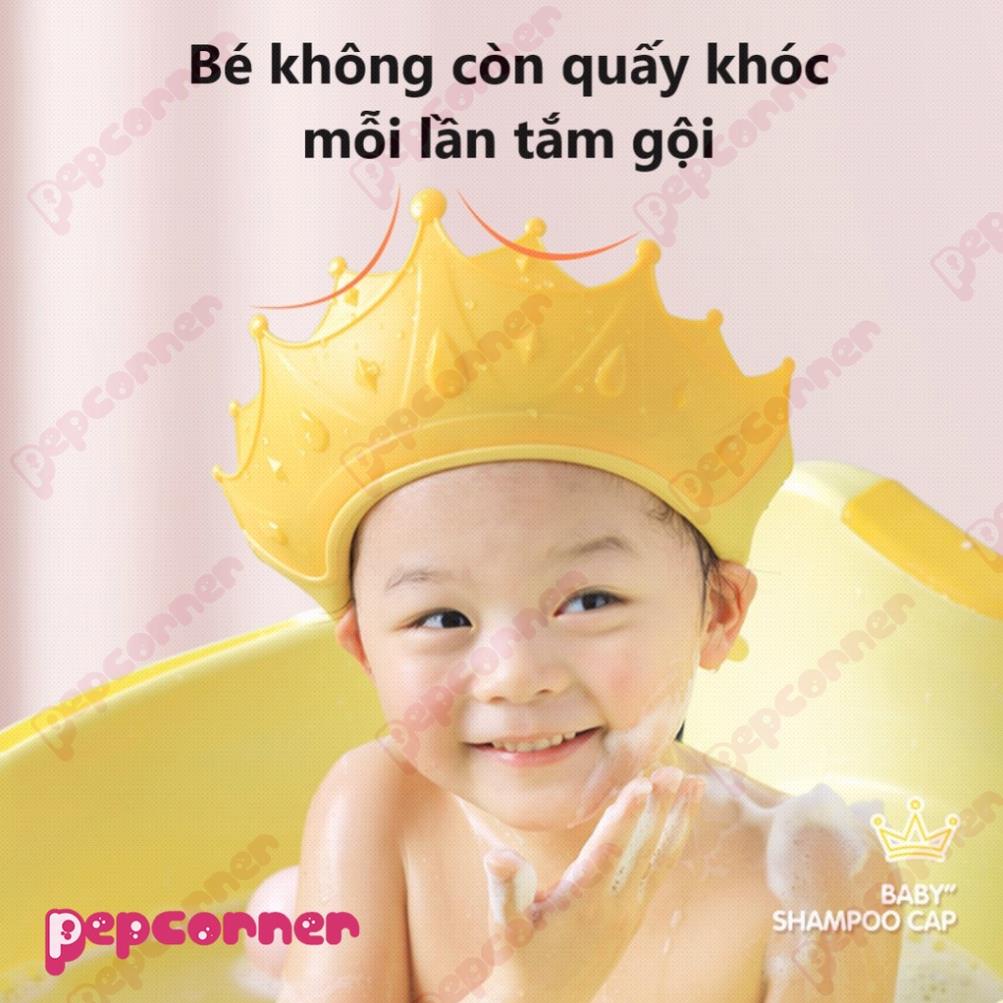 Mũ gội đầu chắn nước bảo vệ tai và mắt hình vương miện, nón tắm có thể điều chỉnh vòng đầu, chất liệu  PP + TPE cao cấp