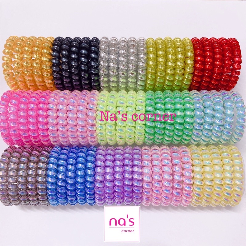 Cột tóc lò xo / buộc tóc lò xo ánh nhũ trong thời trang