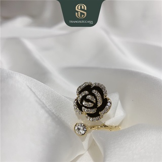 Casa nhẫn bạc bông hồng đen casar028