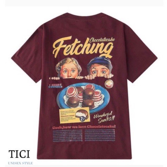 Áo Thun Unisex FETCHING CHOCOLATE❤Màu Đỏ Mận Siêu Kool❤️ Tay Lỡ form rộng Nam/Nữ ❤️ [FREESHIP] | BigBuy360 - bigbuy360.vn