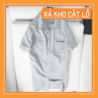 [FREESHIP 50K] -  Áo sơ mi nam ngắn tay chất đũi thêu túi Jean Nam Fasshion cao cấp THUU49