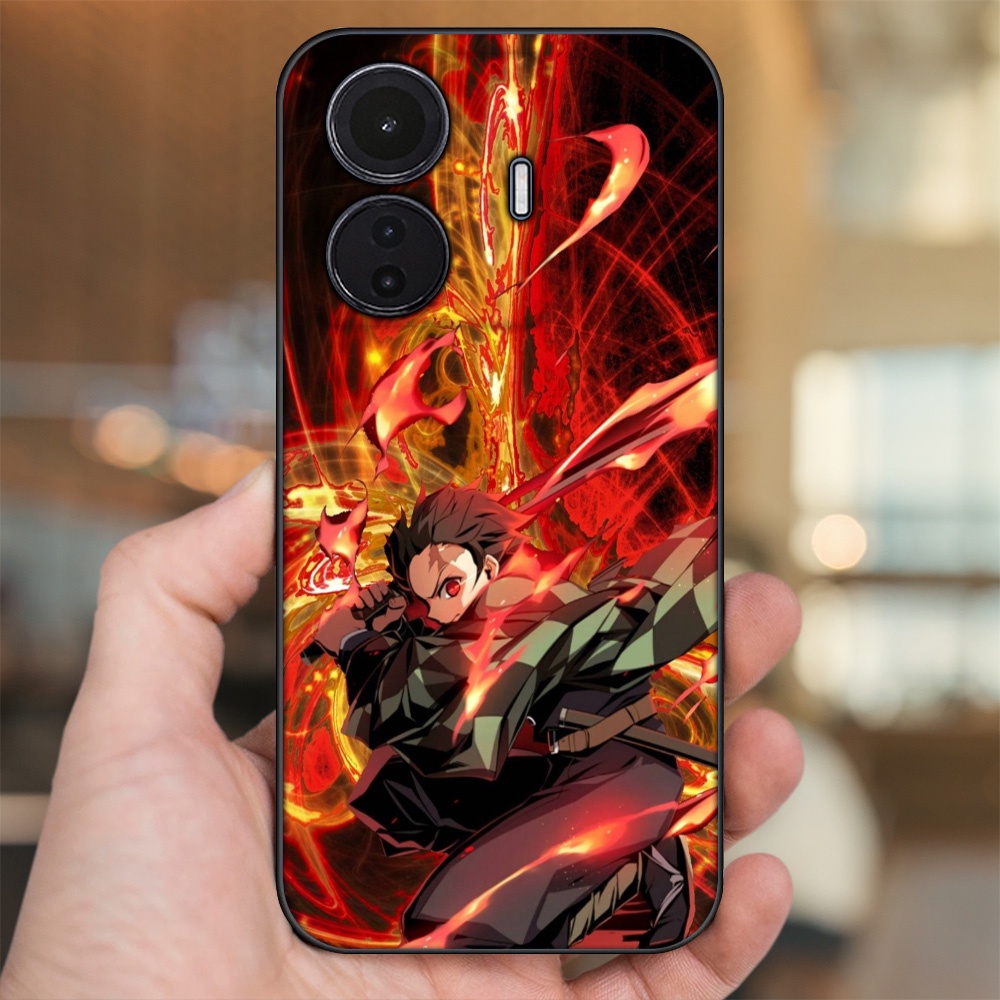 Ốp lưng Vivo S15e viền đen in hình Tanjiro Kimetsu No Yaiba