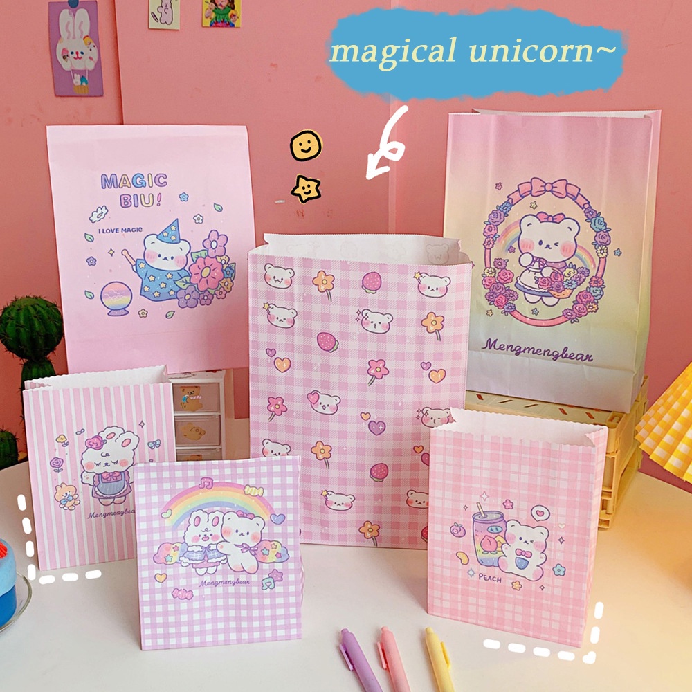 Túi Giấy Mini Đựng Quà Tặng, Vật Nhỏ Cute Magical Unicorn Bear (k kèm sticker)