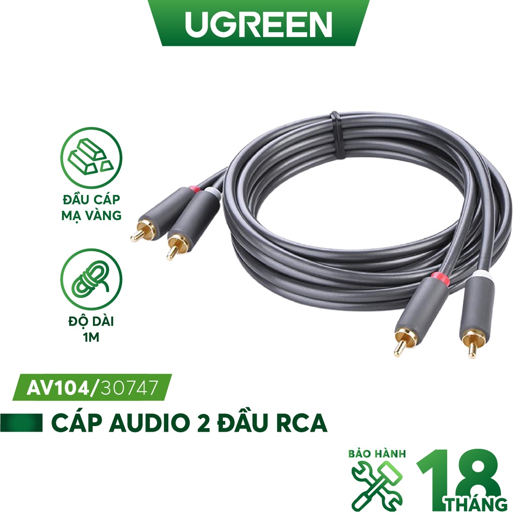 Cáp Audio 2 đầu RCA UGREEN AV104 - Hàng phân phối chính hãng - Bảo hành 18 tháng