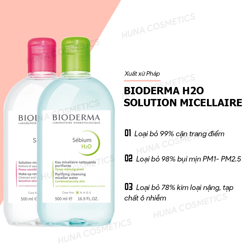 ( AUTH PHÁP) NƯỚC TẩY TRANG BIODERMA H2O SOLUTION MICELLAIRE