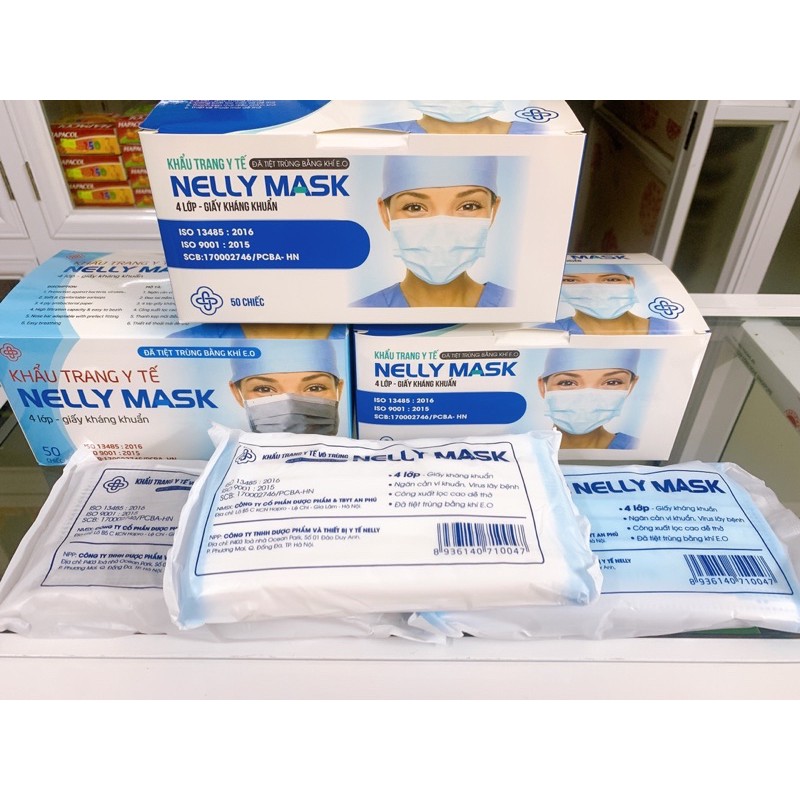 ✅ [Chính hãng] KHẨU TRANG Y TẾ Nelly mask 4 lớp- giấy kháng khuẩn (hộp 50 chiếc)