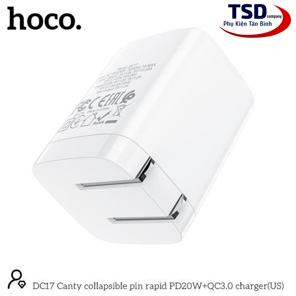 Củ Sạc Nhanh Hoco DC17 Speed Dual 2 Cổng QC3.0 PD 20W Chính Hãng