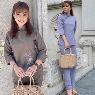 Đồ Lam Đi Chùa# Sẫm Thêu Vải Tici # Đồ Bộ Nữ #Quần Áo Nữ