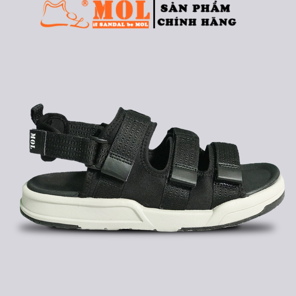 Giày sandal unisex nam nữ 3 quai ngang vải dù có quai hậu tháo rời hiệu MOL mang đi học du lịch MS1802R