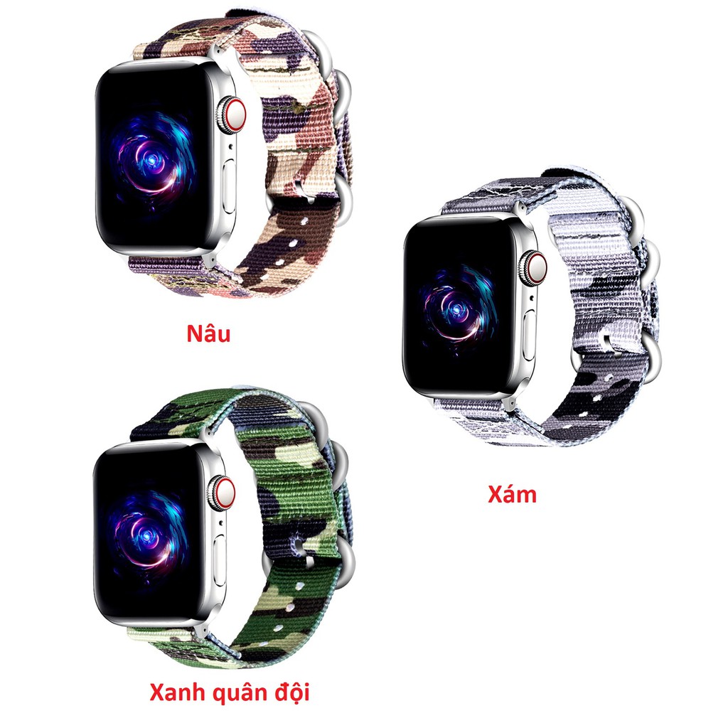 Dây vải NATO đồng hồ thời trang Apple Watch cao cấp họa tiết camo PKHRAPS004