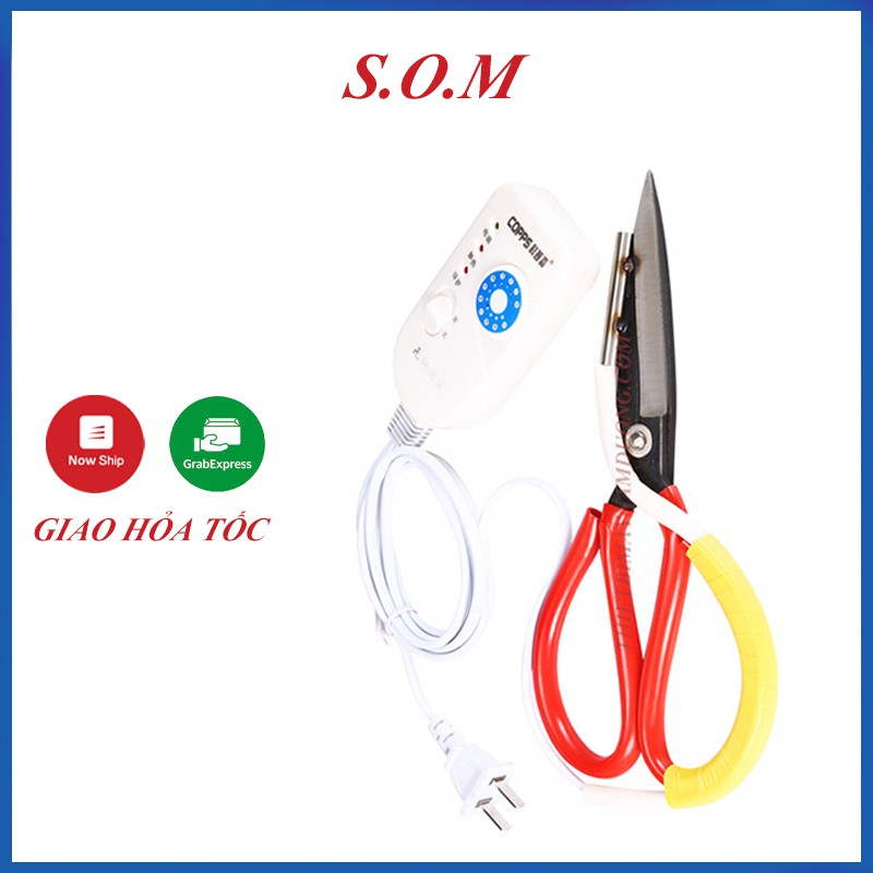 kéo cắt vải nhiệt không tưa núm điều khiển trắng