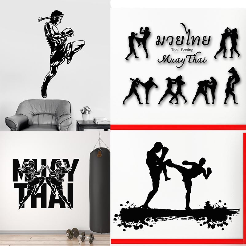 Miếng Dán Tường Vinyl Hình Câu Lạc Bộ Võ Thuật Muay Thai MMA