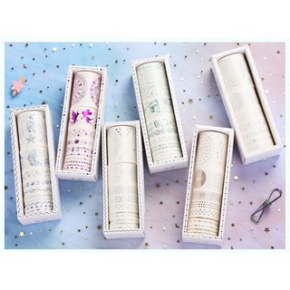 Set washi tape 7-10 cuộn có ánh nhũ | Washitape nhũ trang trí