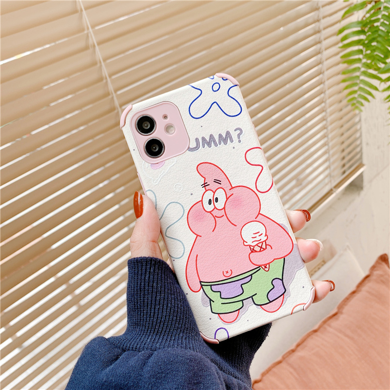Ốp điện thoại da họa tiết hoạt hình Spongebob cho Iphone 12 11 Pro Max X Xr 7 8 6 Plus | BigBuy360 - bigbuy360.vn