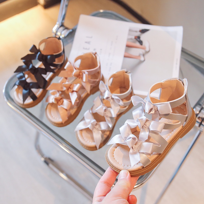 Xăng đan Đế Mềm Chống Trượt Đính Nơ Dễ Thương Dành Cho Bé Gái 2-16 Tuổi