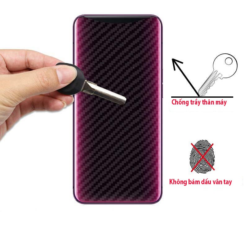 Miếng dán decal carbon mặt sau Samsung Note 20 chống trầy mặt lưng, chống bám vân tay