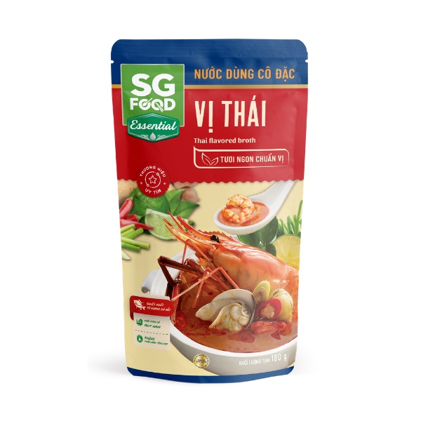 Combo 5 Gói Nước Dùng SG Food 180g (Thái, Kim Chi, Nấm, Hải Sản, Thái Chay)