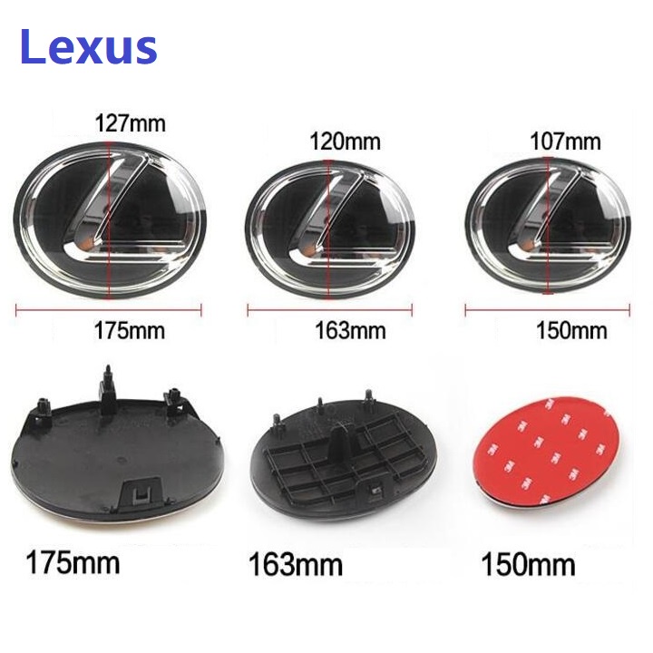 Logo biểu tượng truớc xe Lexus, kích thước 150mm, 163mm và 175mm, chất liệu Nhựa PMMA + Phủ thủy tinh hữu cơ cơ