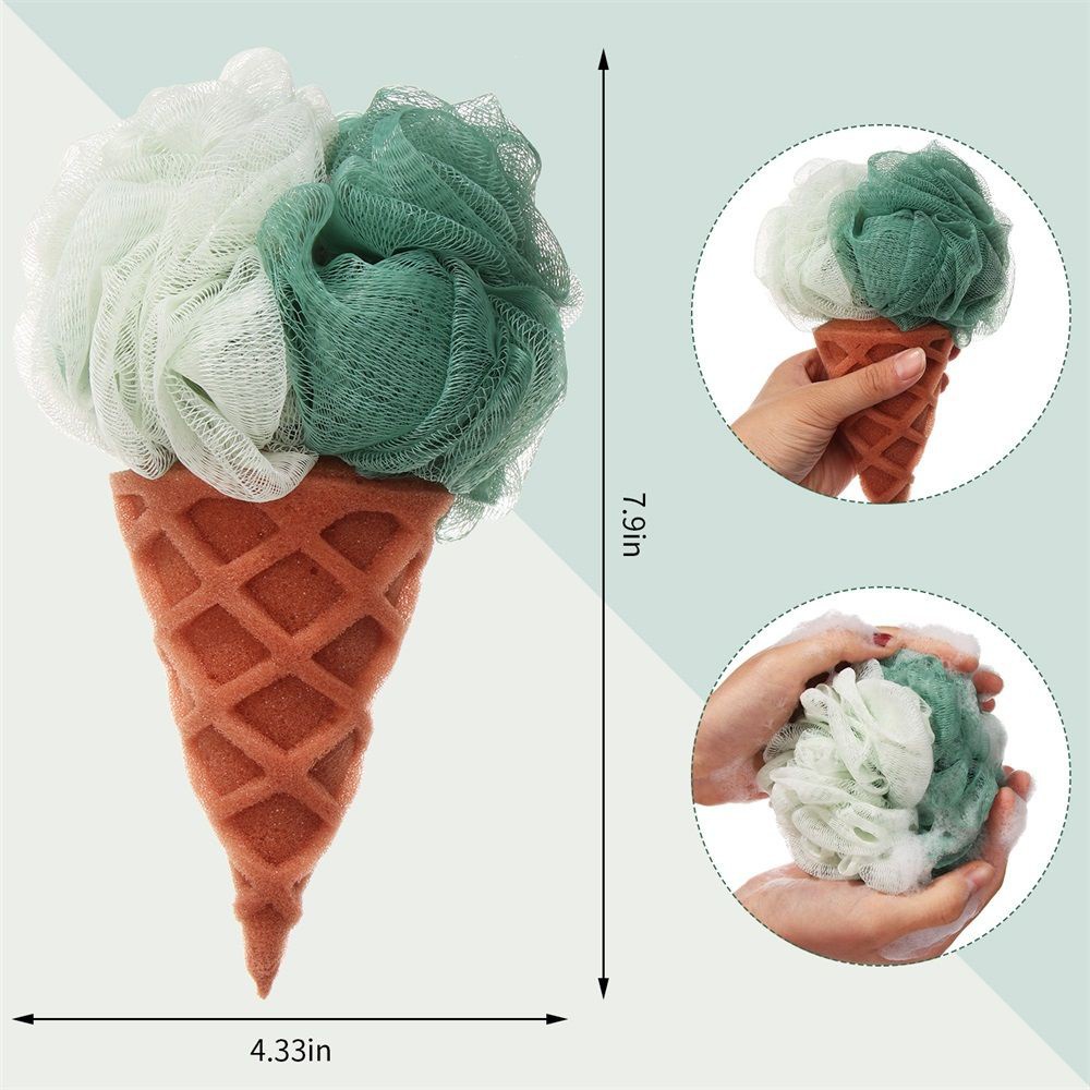 (Hàng Mới Về) Bông Tắm Tẩy Tế Bào Chết Hình Cây Kem Nhiều Màu Sắc