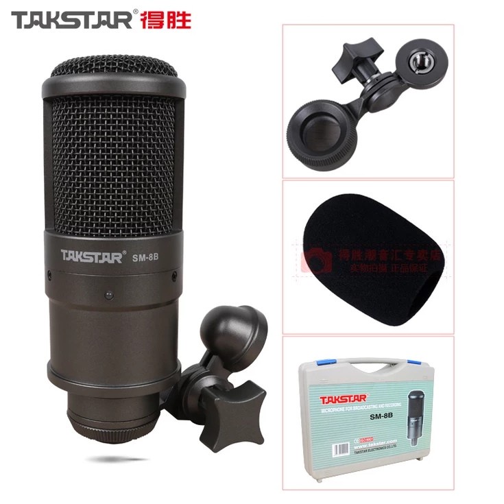 Micro Takstar SM-8B, Thu Âm Chuyên Nghiệp Tặng Dây Canon - Hát Live Stream, Nguồn Phantom 48v, Dây Đầy Đủ Theo Kèm